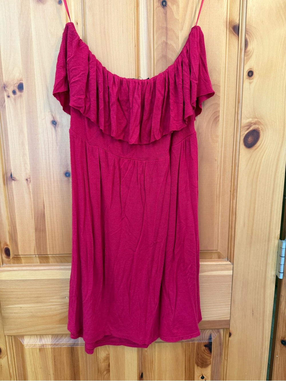 Off-Shoulder Ruffle Red Summer Dress - Picture 5 of 5